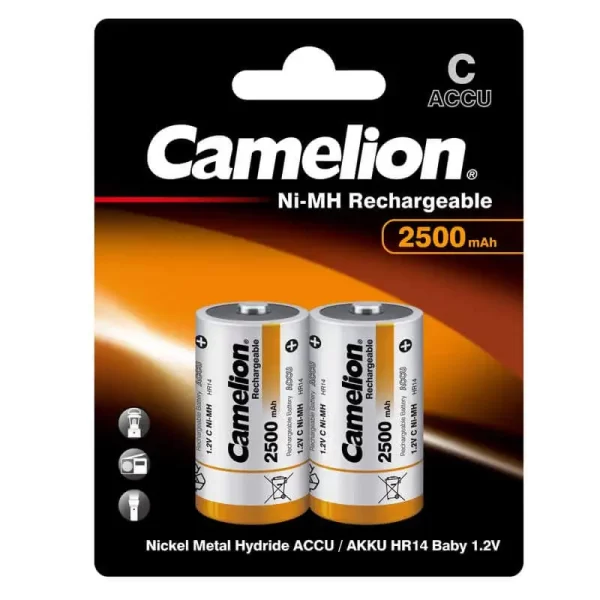 C size 2500 mAh rechargeable batteries of camelion