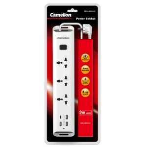 Top quality original Camelion extension wire with 3m lead and 3 power outlets and 4 USB ports including 1 USB is C2C